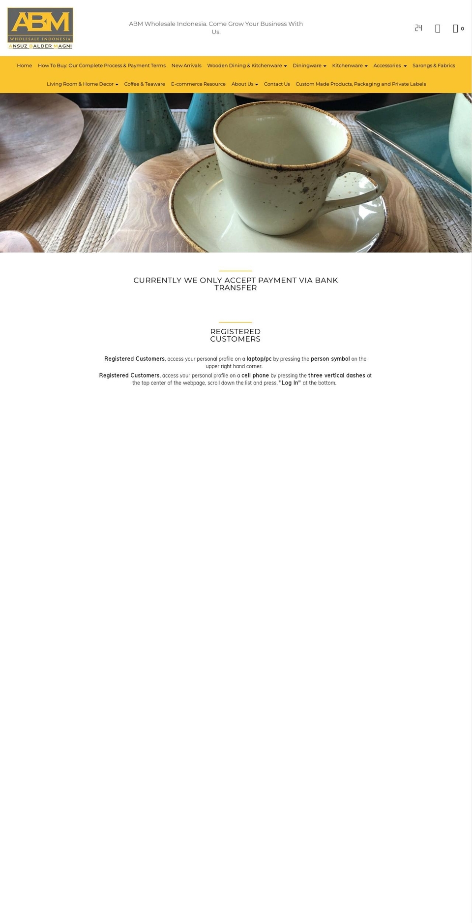 abmwholesaleindonesia.com shopify website screenshot