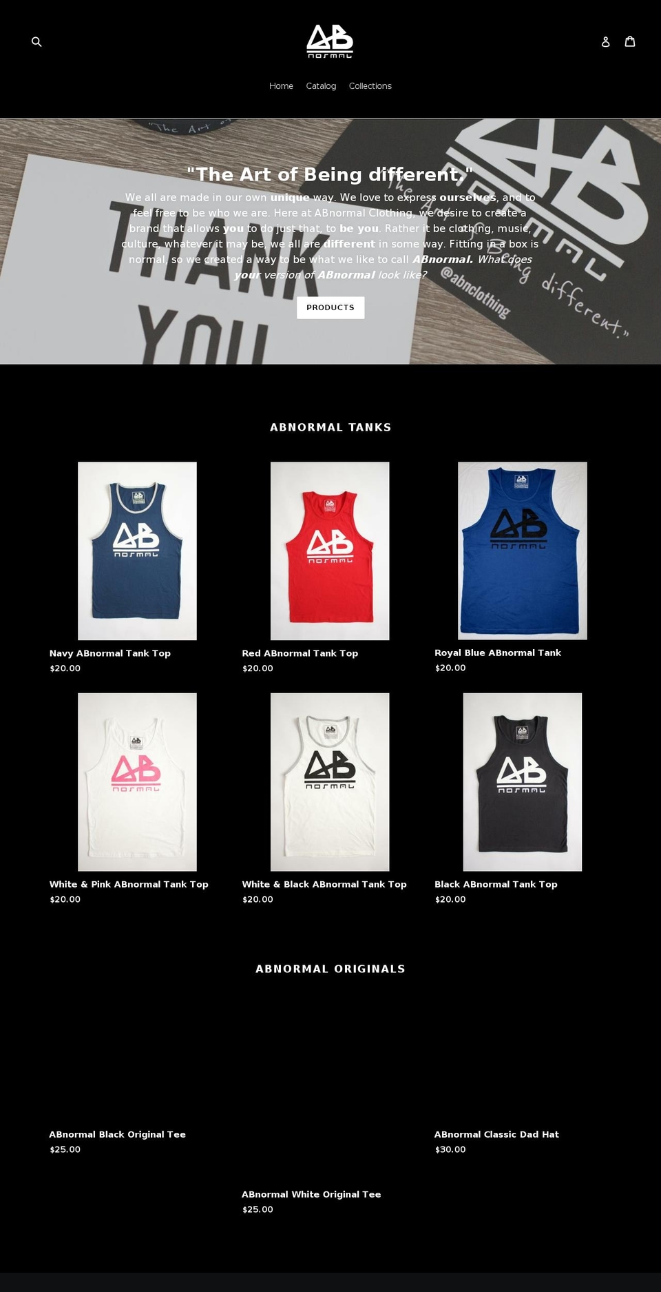 abnclothing.com shopify website screenshot