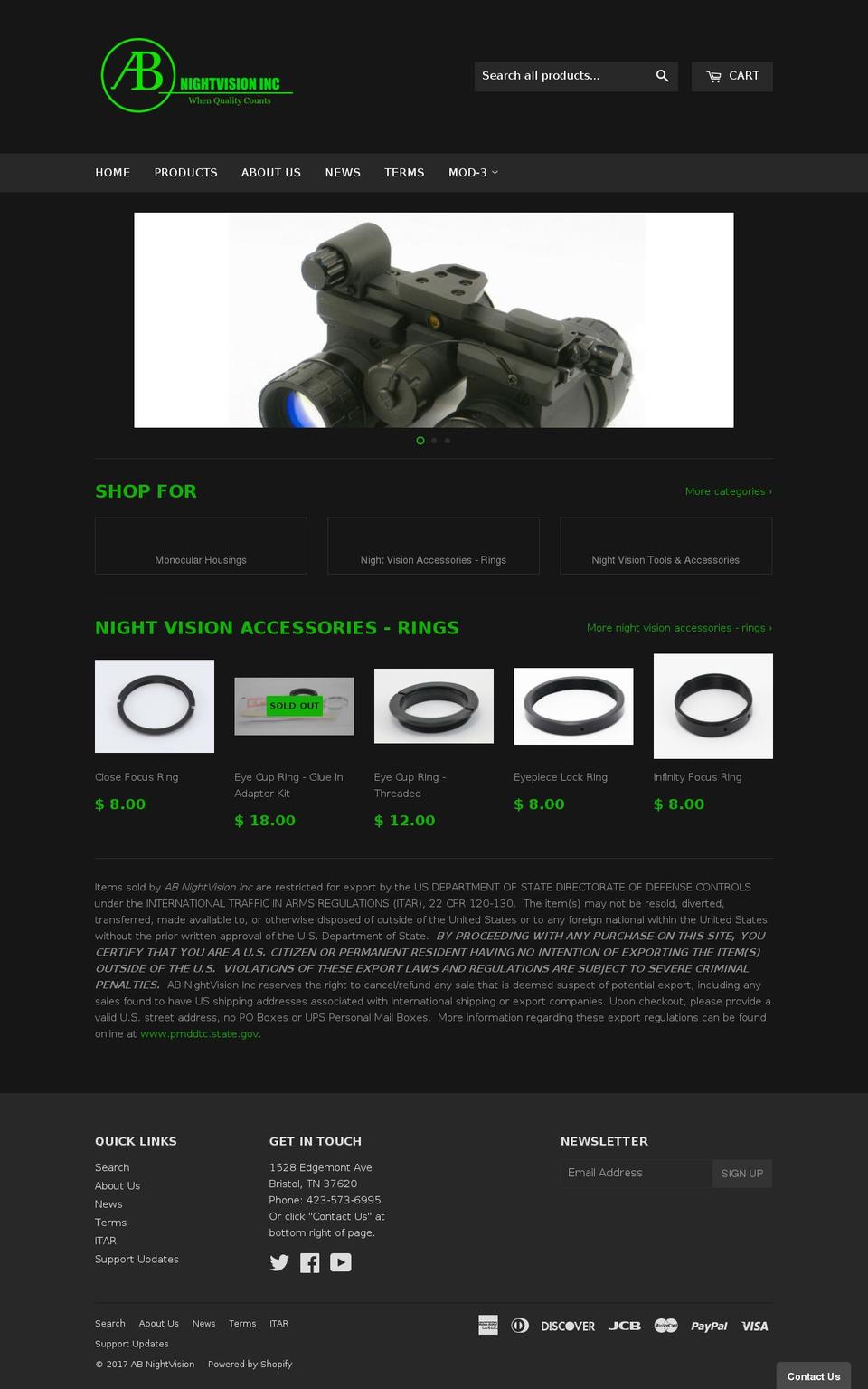 abnightvision.com shopify website screenshot