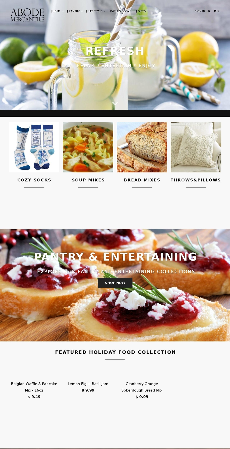 abodemercantile.com — Shopify storefront screenshot