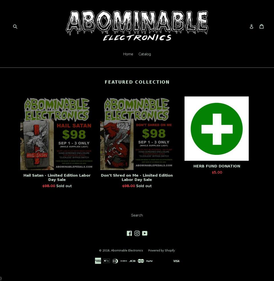 abominablepedals.com — Shopify storefront screenshot