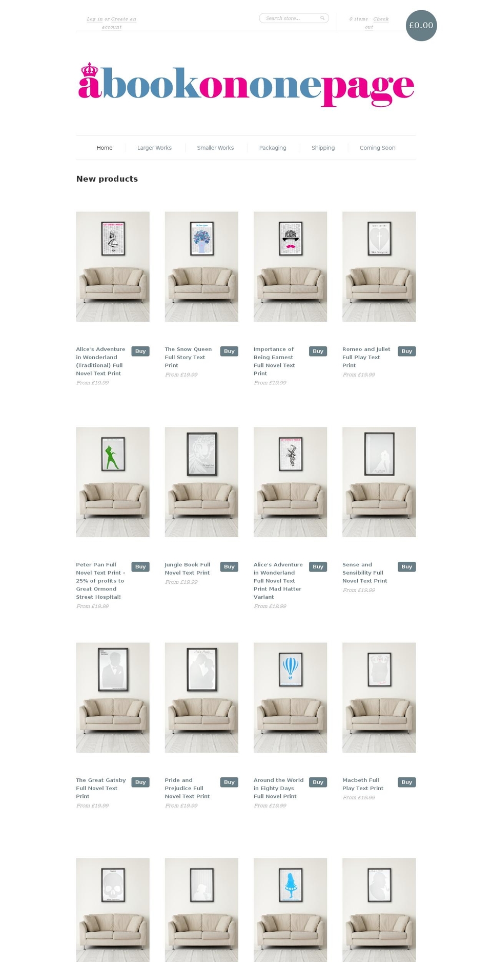 abookonawall.com shopify website screenshot