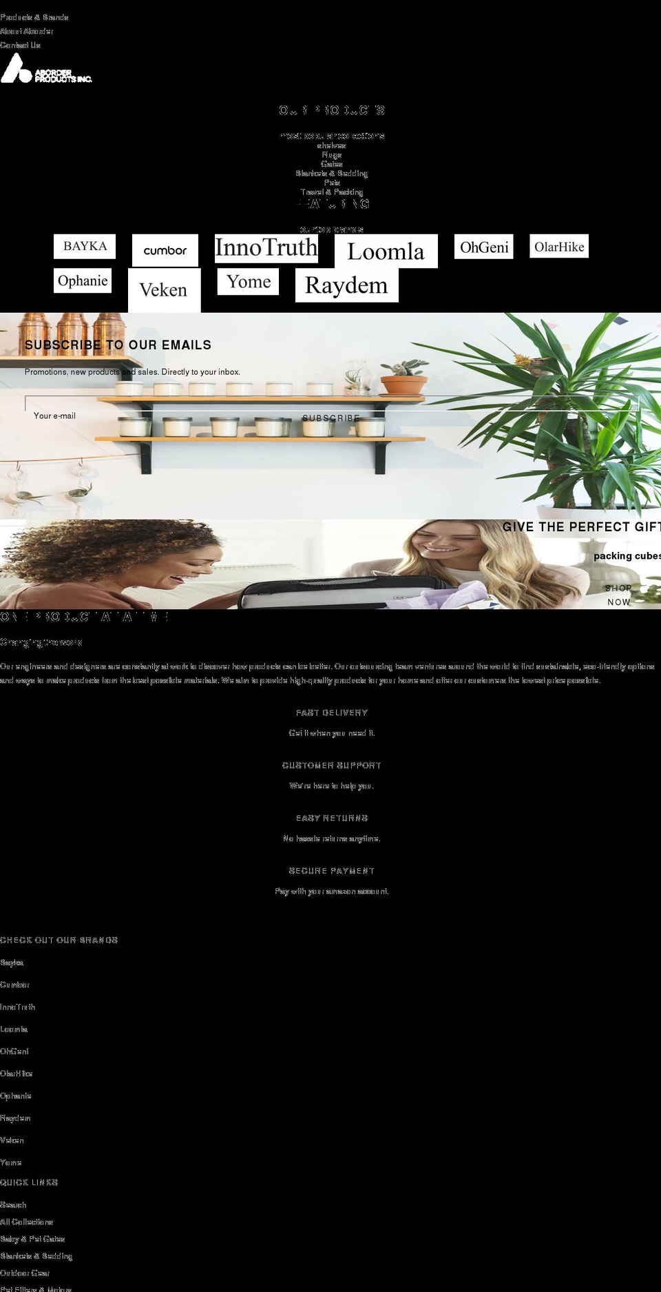 aborderproducts.com shopify website screenshot