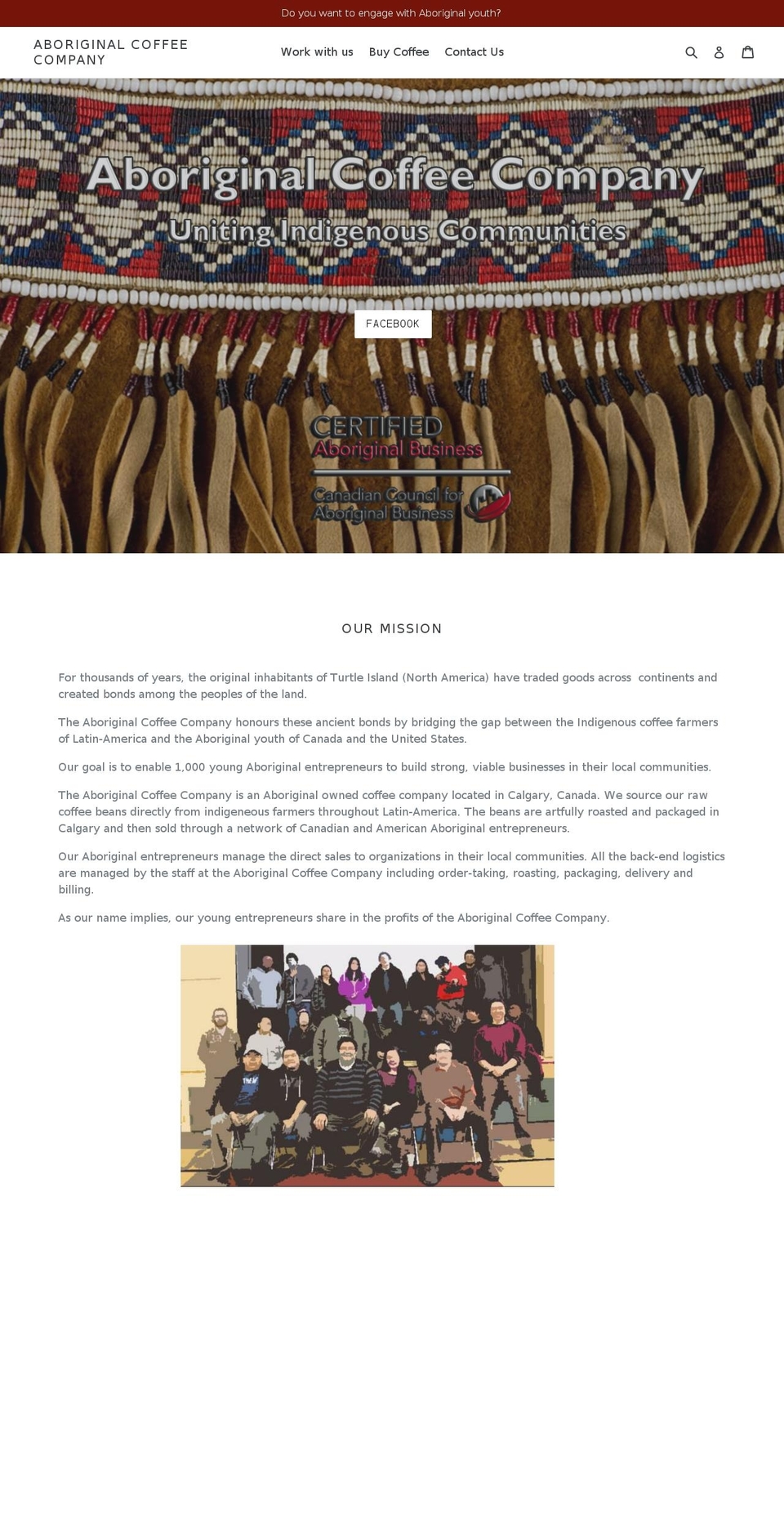 aboriginalcoffee.com — Shopify storefront screenshot