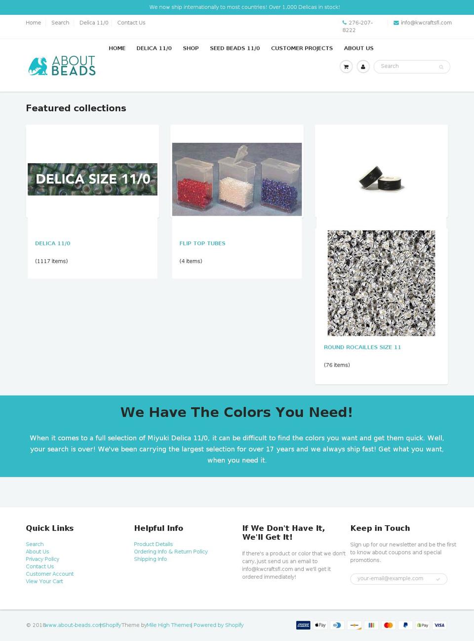about-beads.com shopify website screenshot