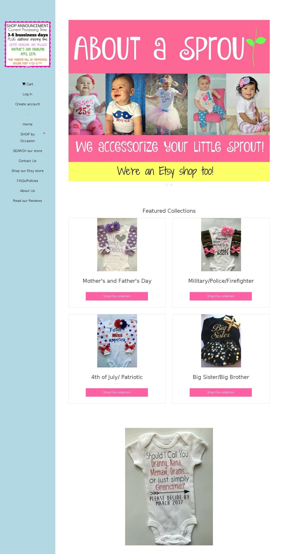 aboutasprout.com shopify website screenshot