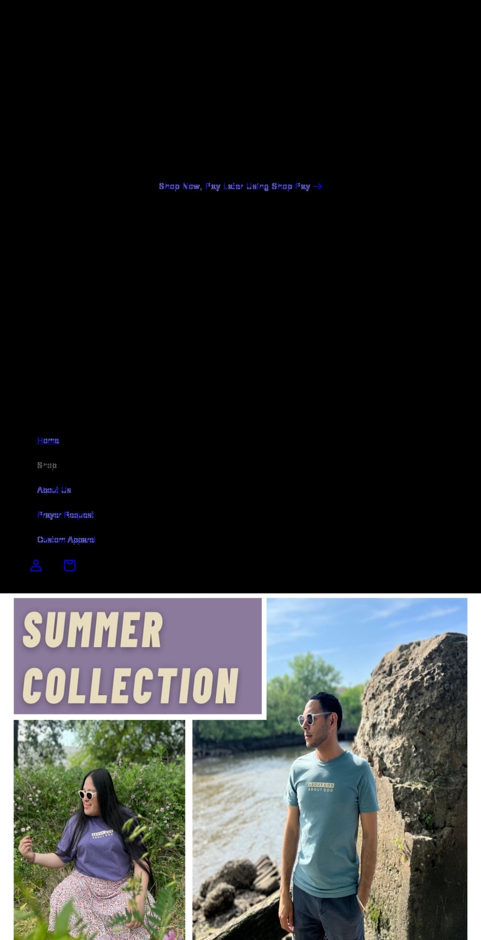 aboutgodshop.com shopify website screenshot