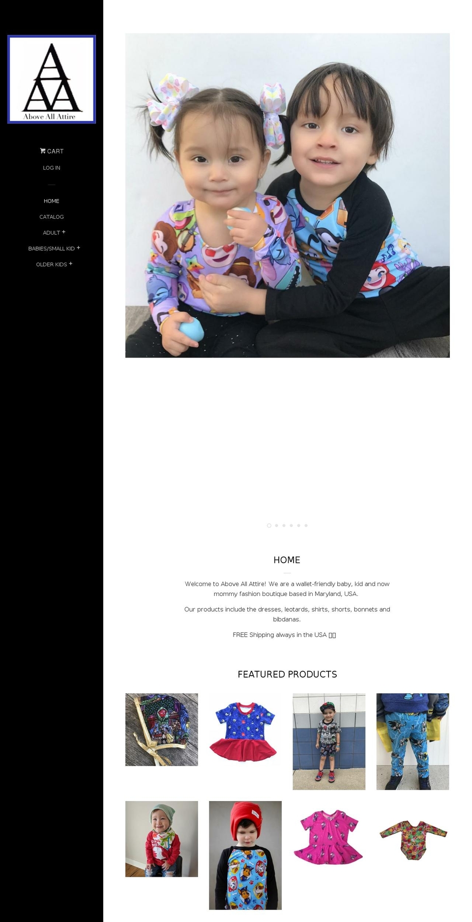 aboveallattire.com — Shopify storefront screenshot