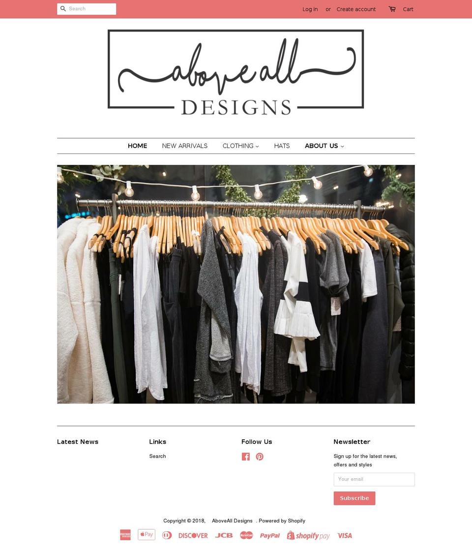 aboveallboutique.com shopify website screenshot