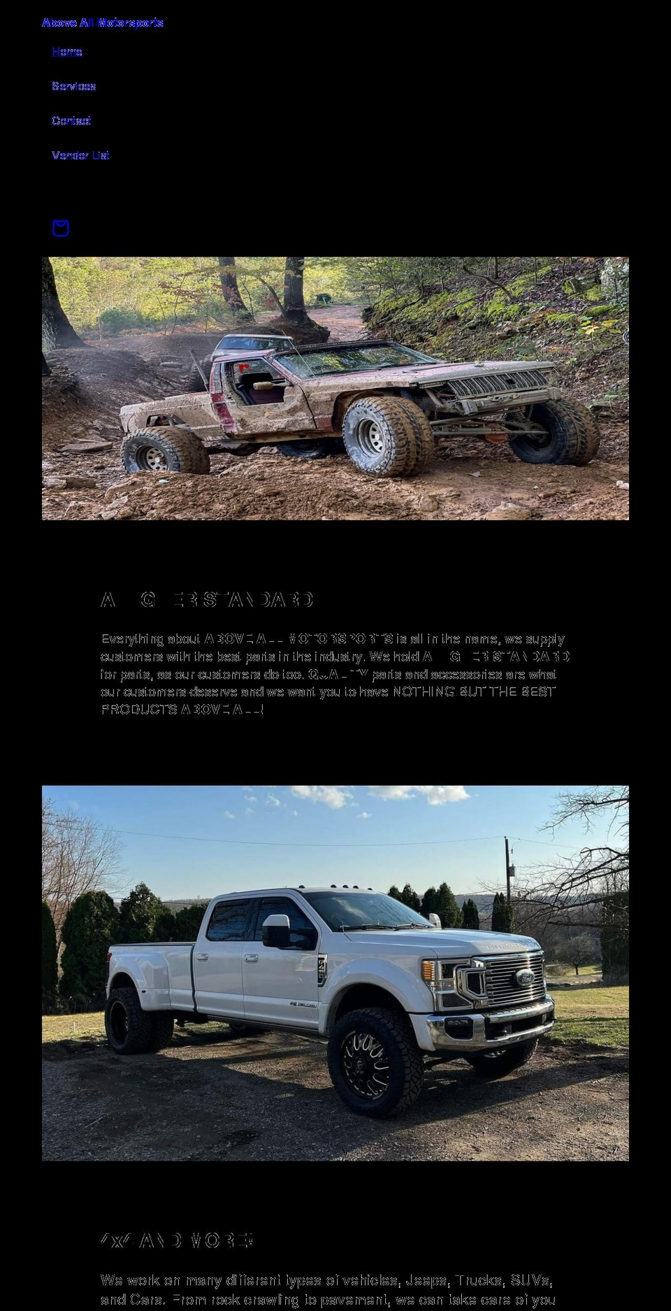 aboveallmotorsports.com shopify website screenshot
