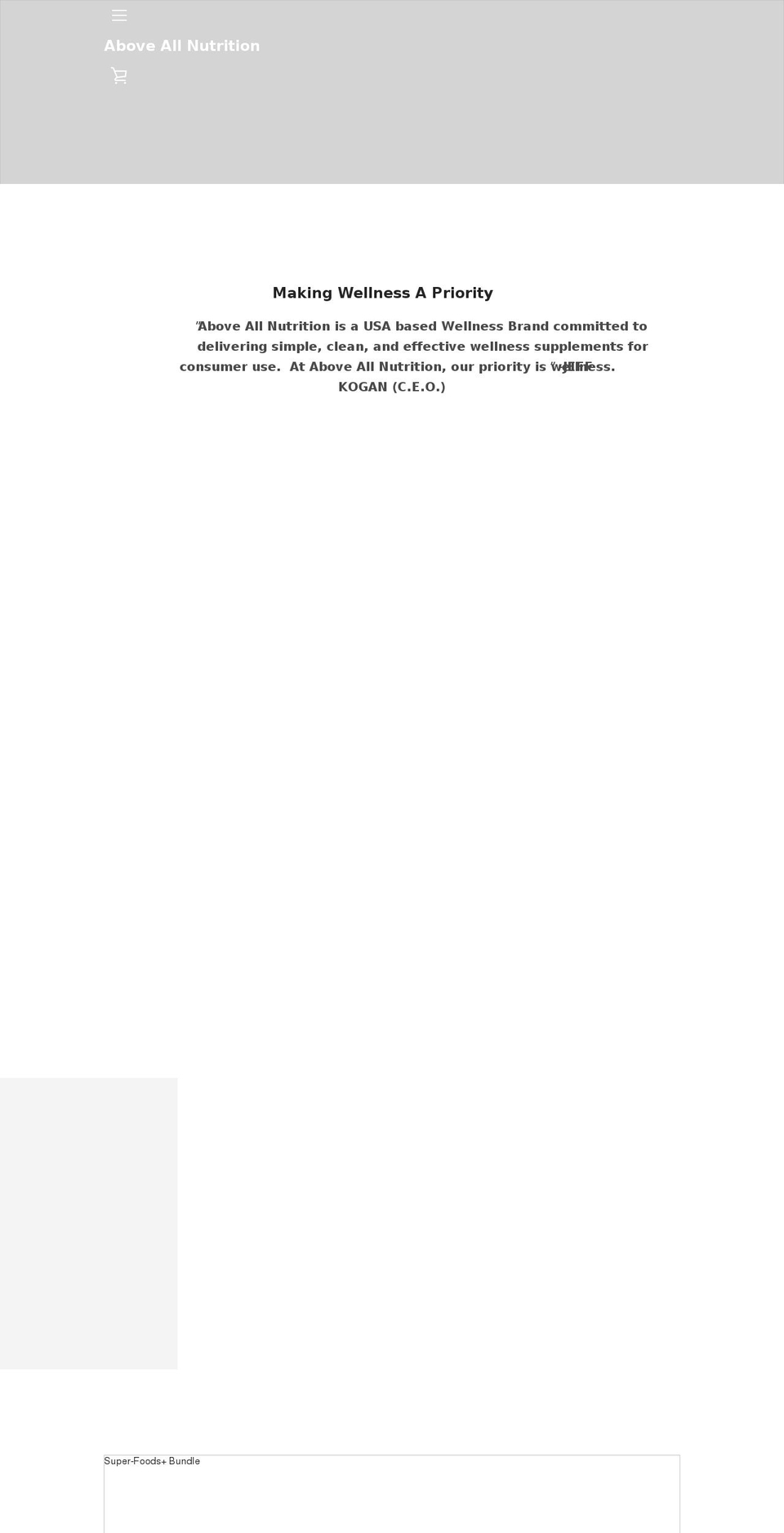 aboveallnutrition.com shopify website screenshot