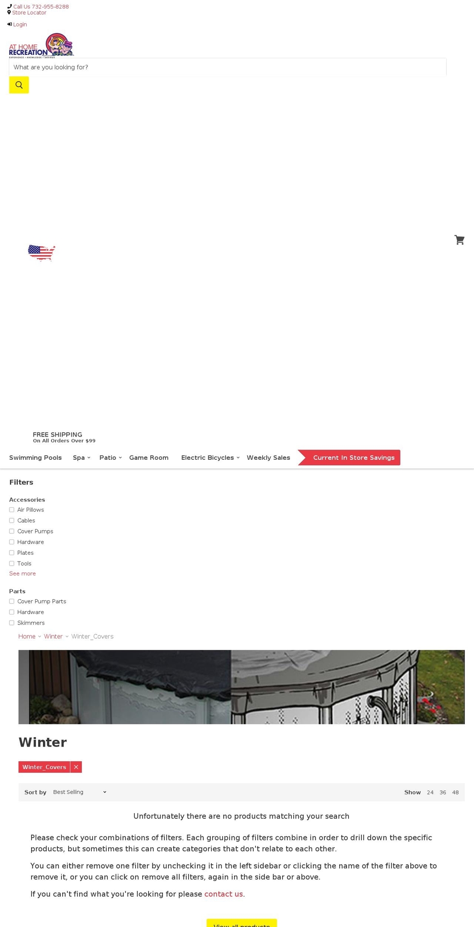 abovegroundpoolwintercover.com — Shopify storefront screenshot
