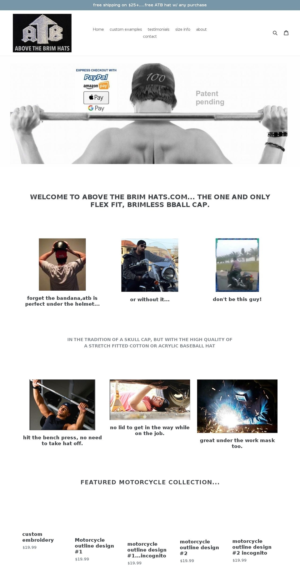 abovethebrimhats.com — Shopify storefront screenshot