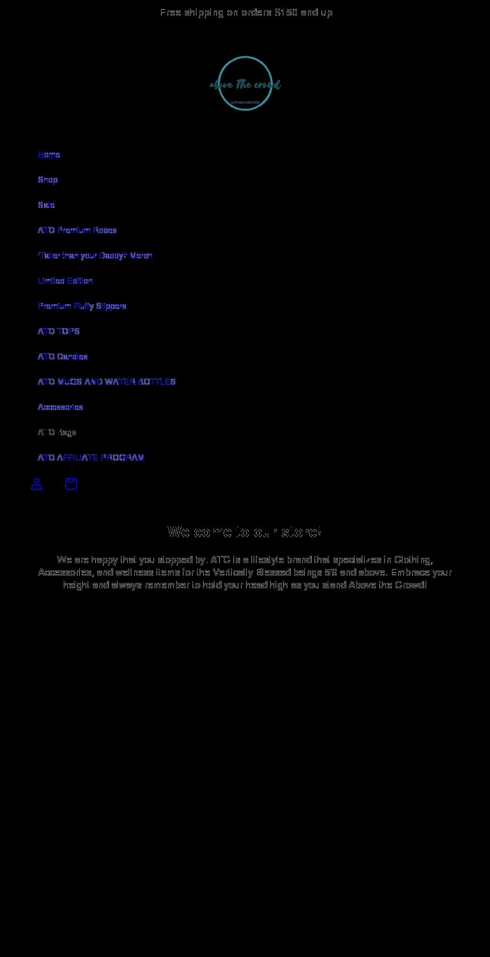 abovethecrowdclothing.com shopify website screenshot