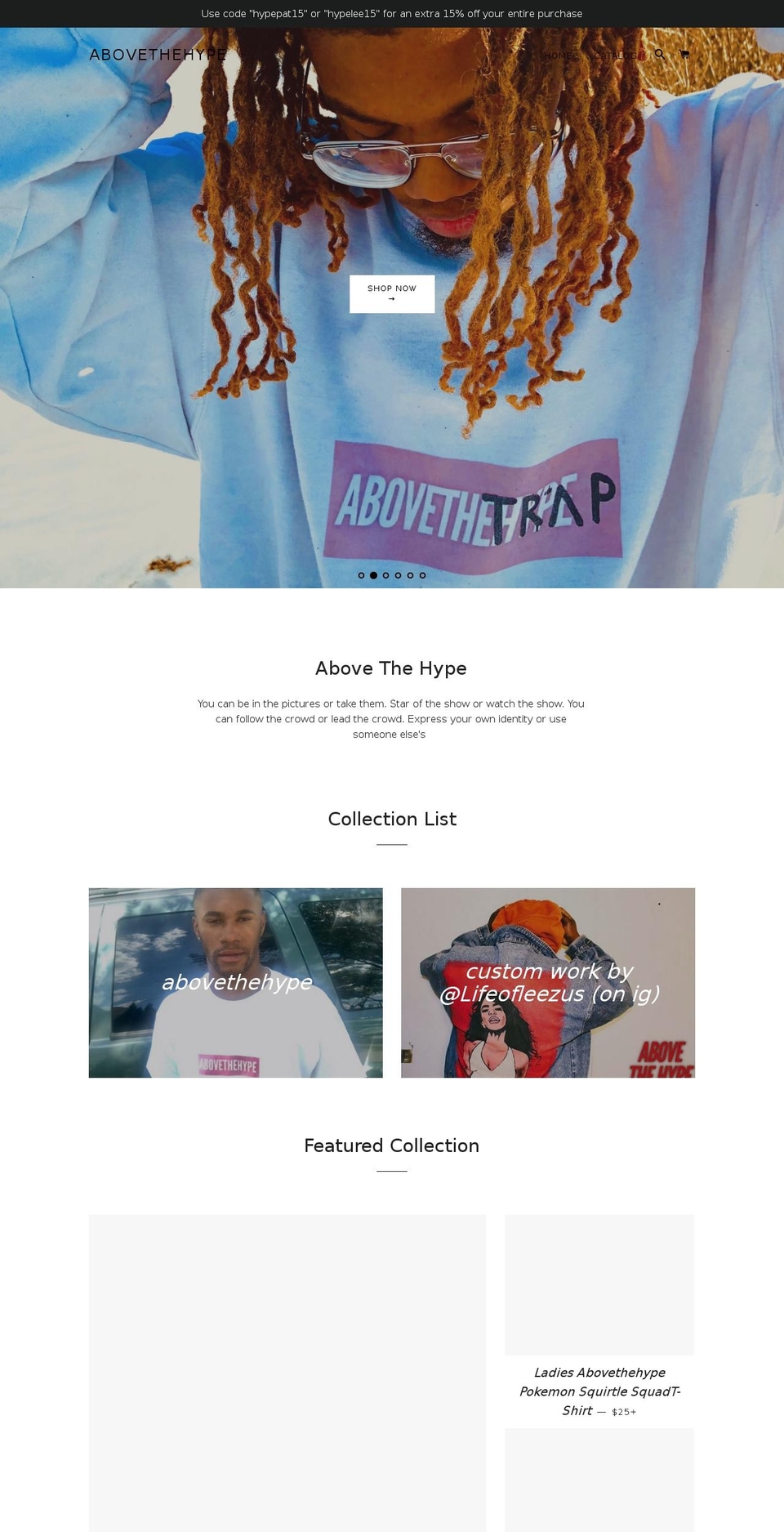 abovethehype.net shopify website screenshot