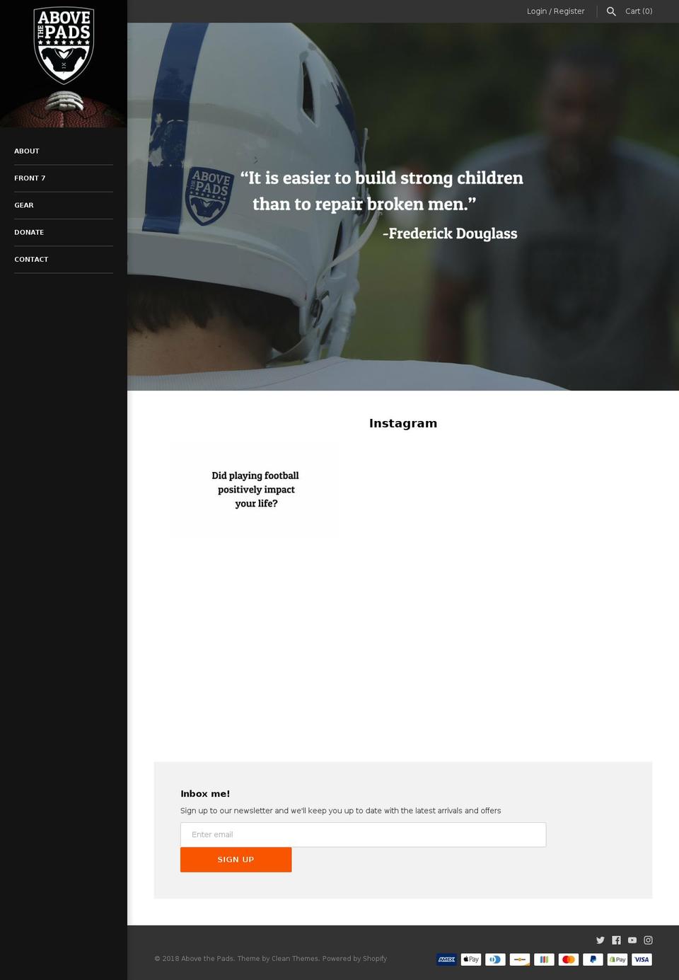 abovethepads.org shopify website screenshot