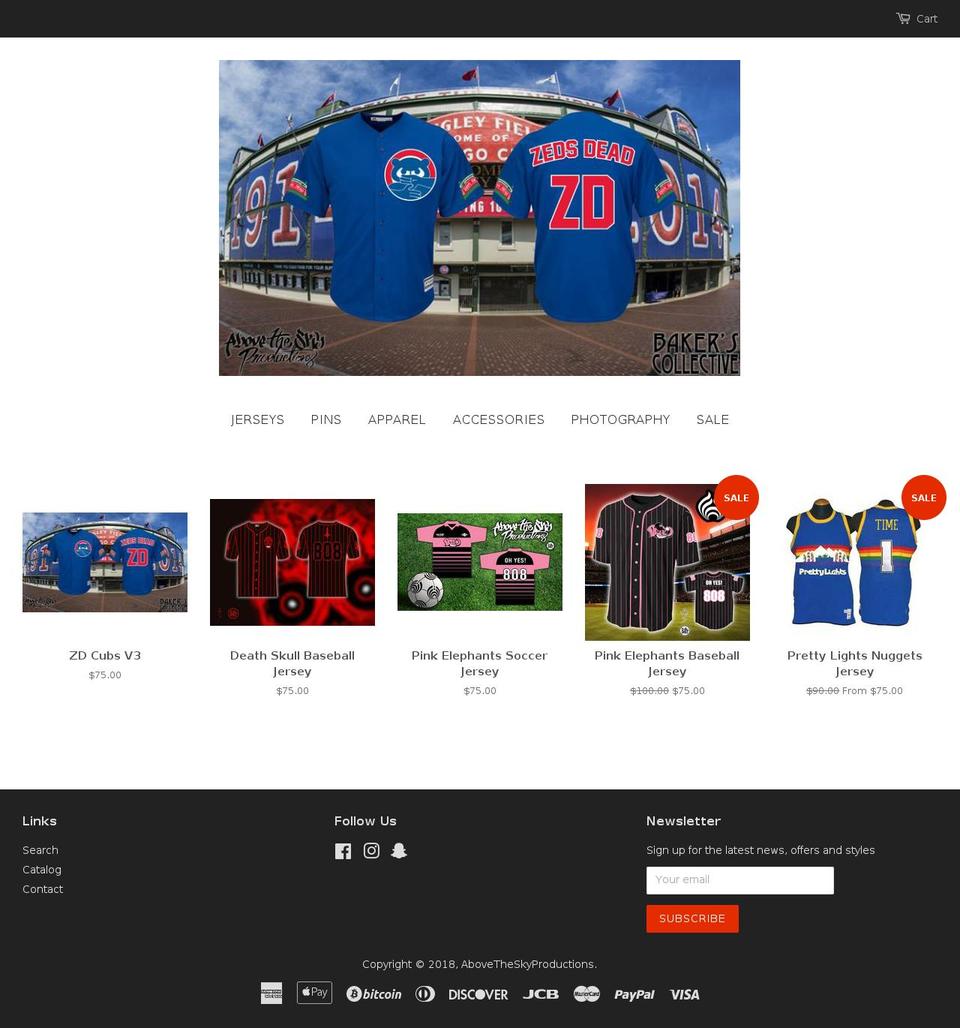 abovetheskyproductions.com shopify website screenshot