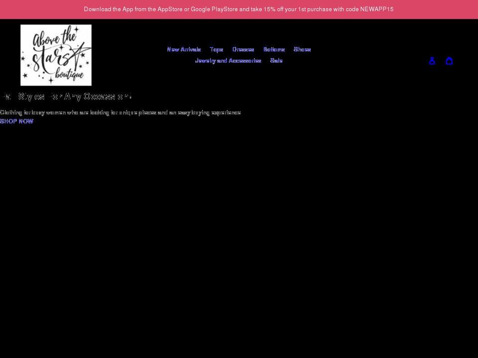 abovethestarsboutique.com shopify website screenshot