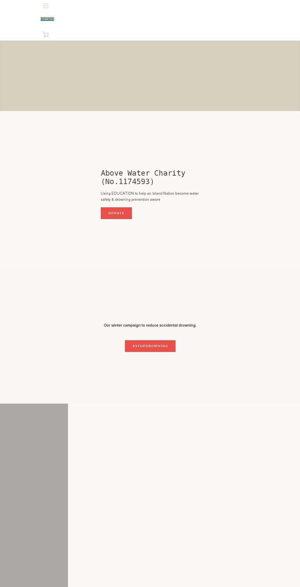 abovewater.org shopify website screenshot
