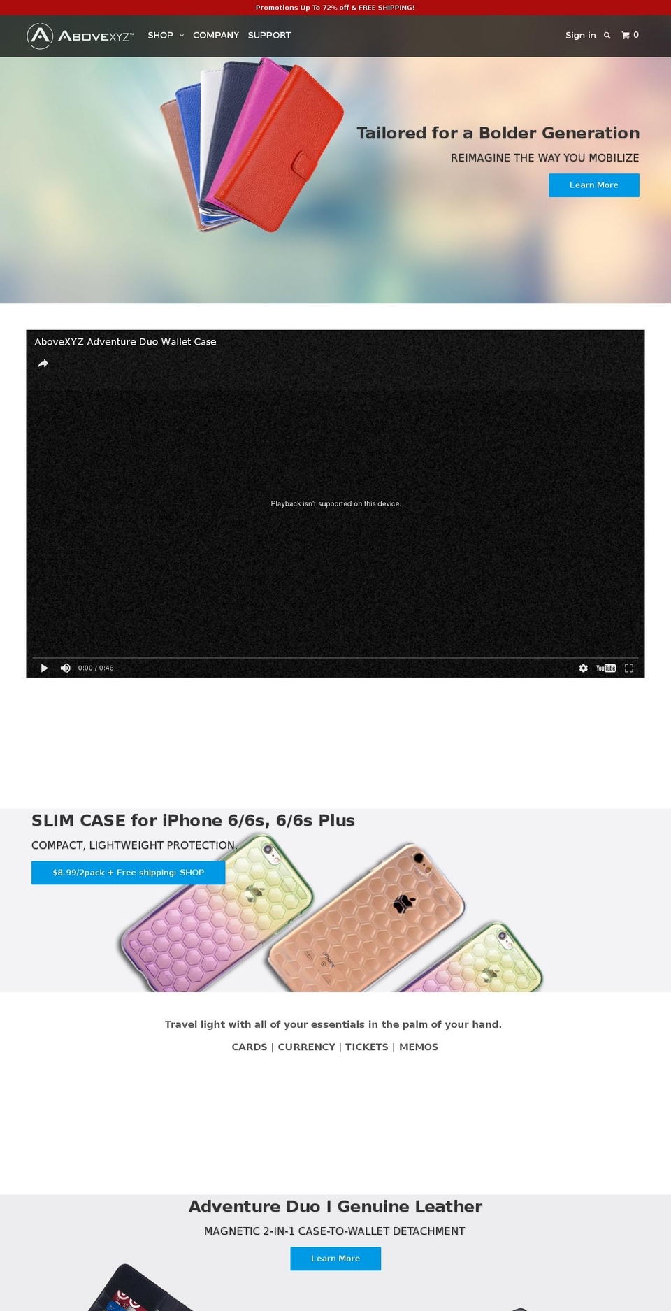 abovexyz.com shopify website screenshot