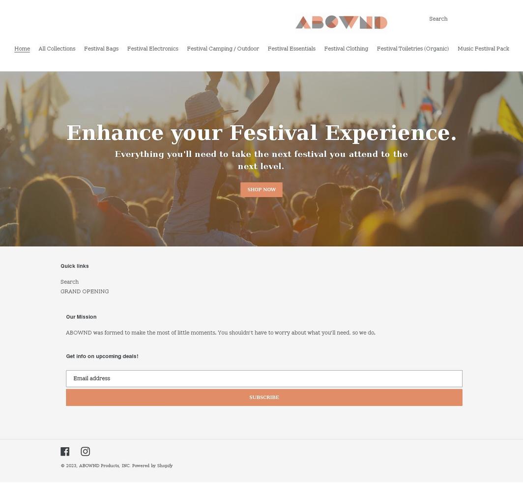 abownd.com shopify website screenshot