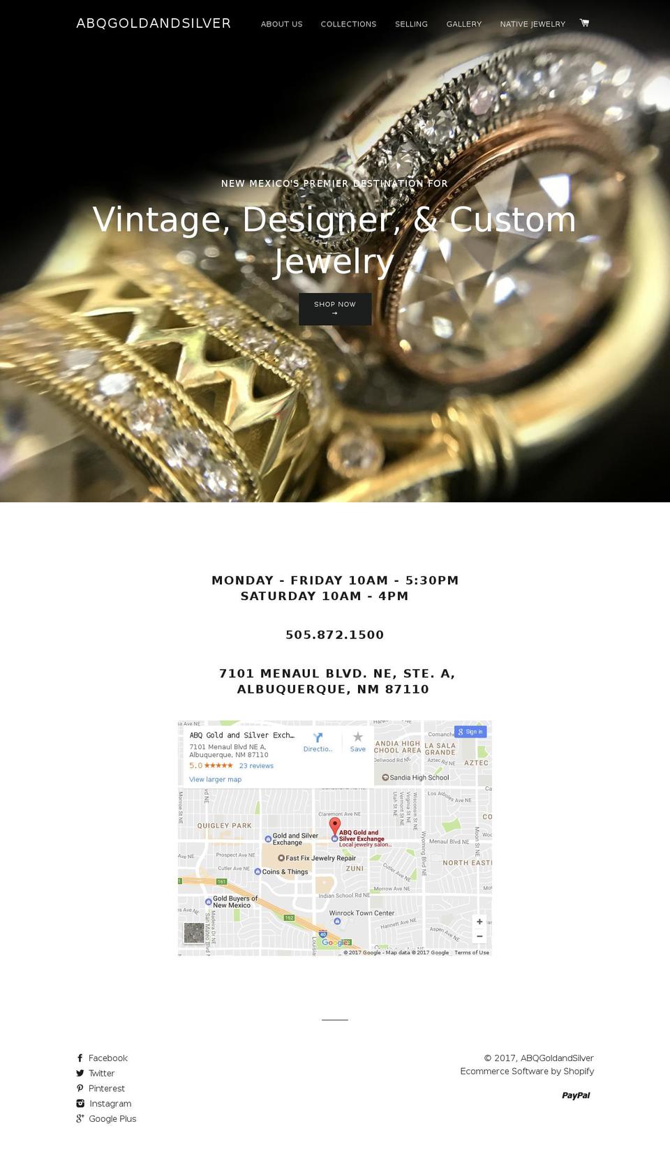 abqgoldandsilver.com shopify website screenshot