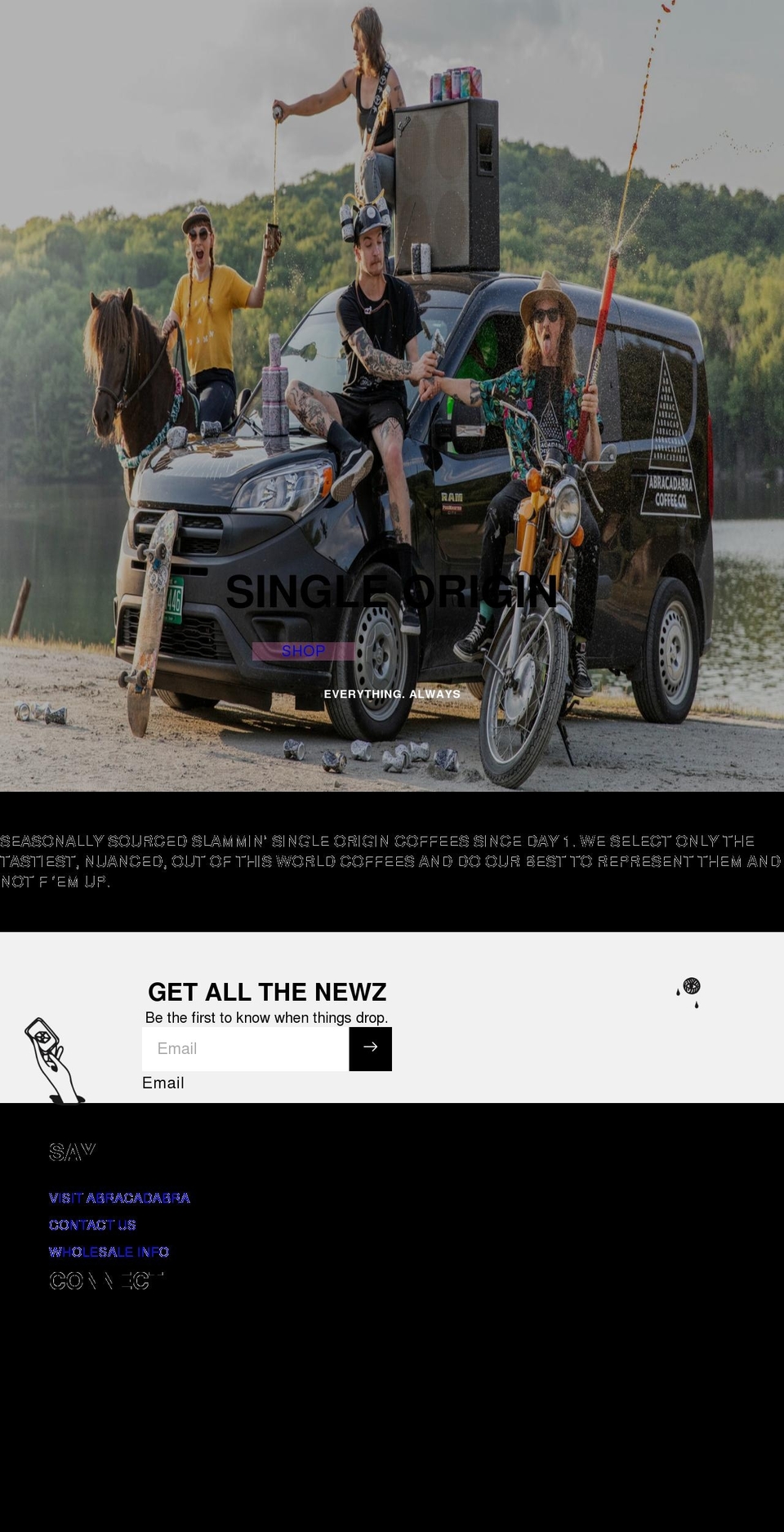 abracadabracoffeeco.com shopify website screenshot