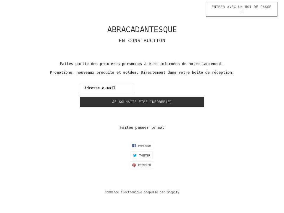 abracadantesque.com shopify website screenshot