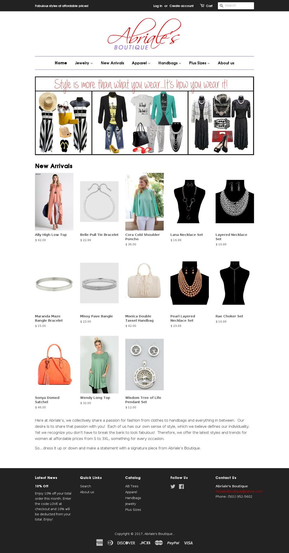 abrialesboutique.com shopify website screenshot