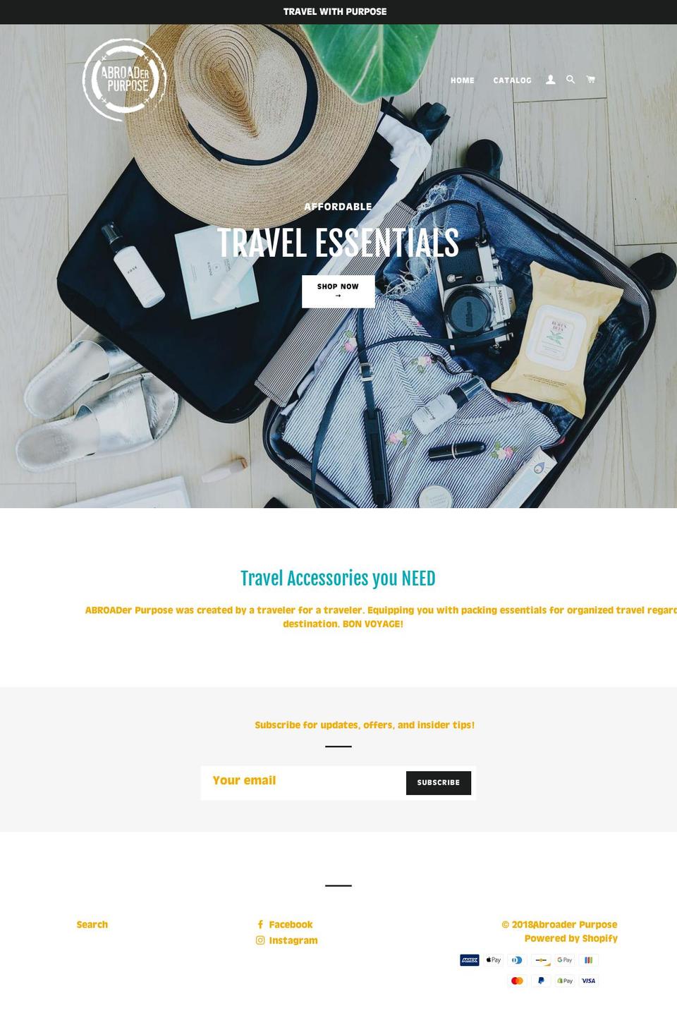 abroaderpurpose.com shopify website screenshot