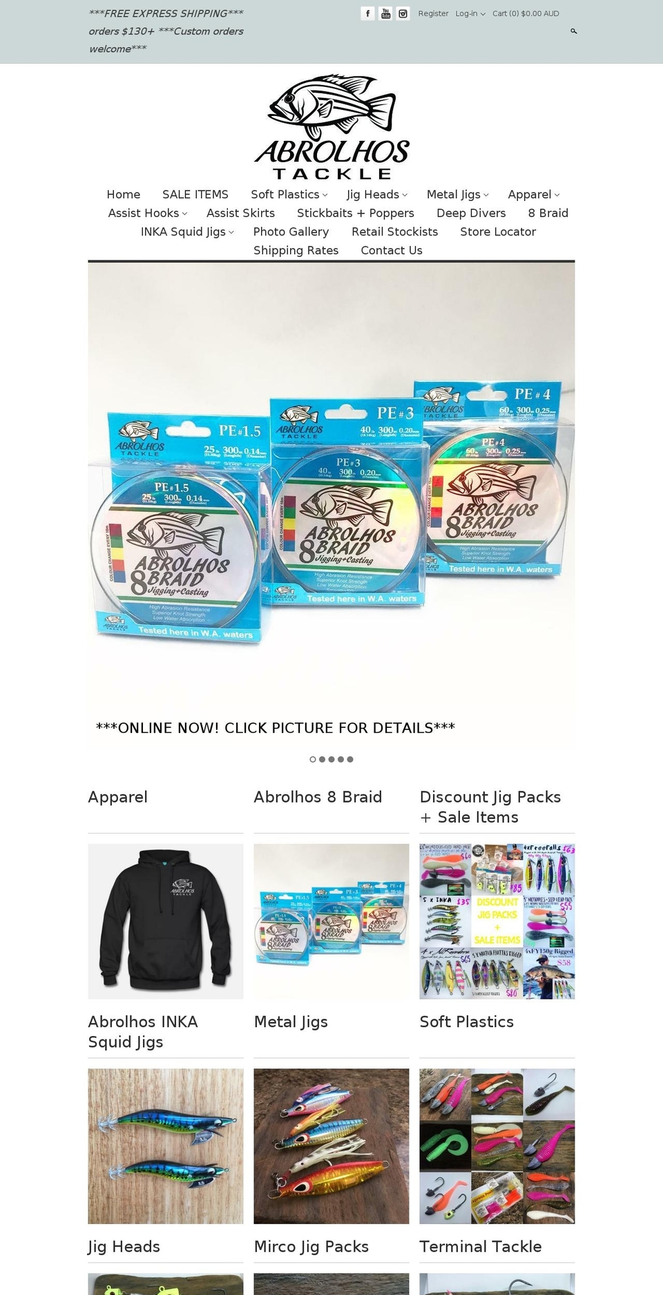 abrolhostackle.com — Shopify storefront screenshot