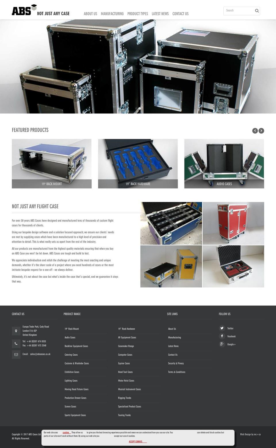 abscases.com shopify website screenshot