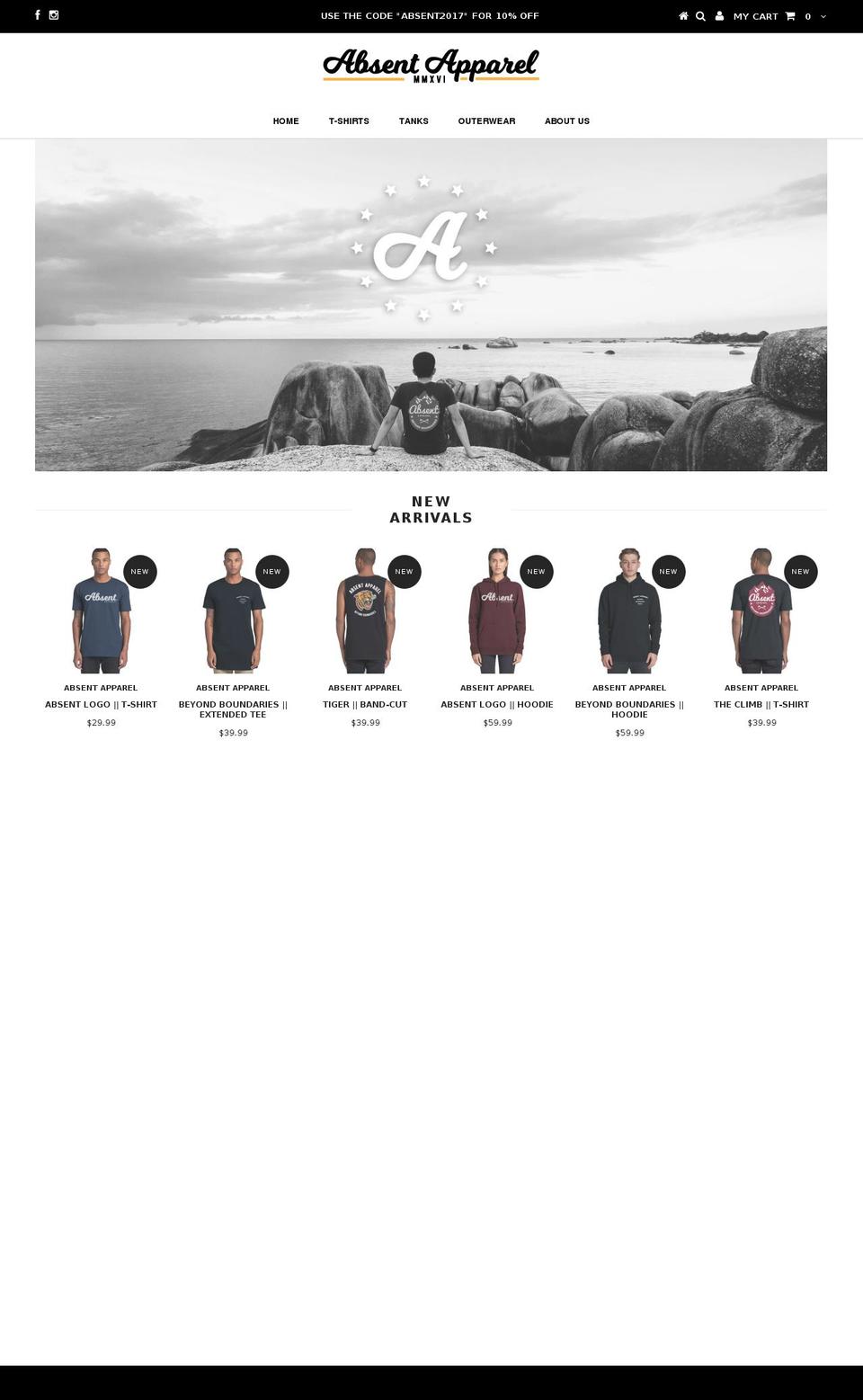 absent-apparel.com shopify website screenshot