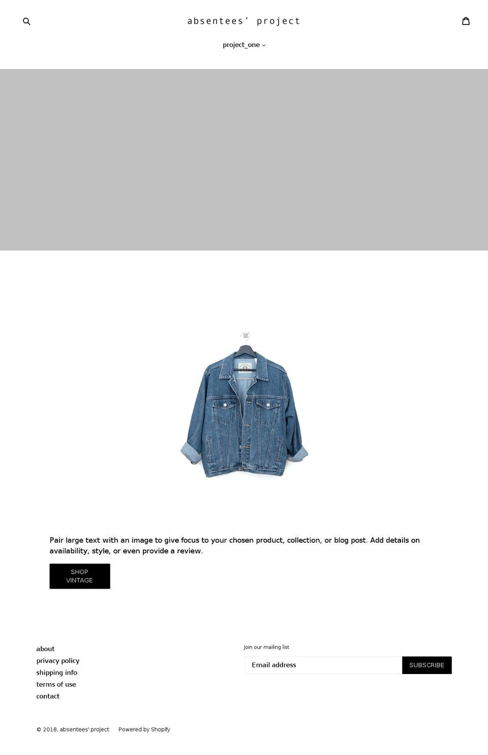 absenteesproject.com — Shopify storefront screenshot
