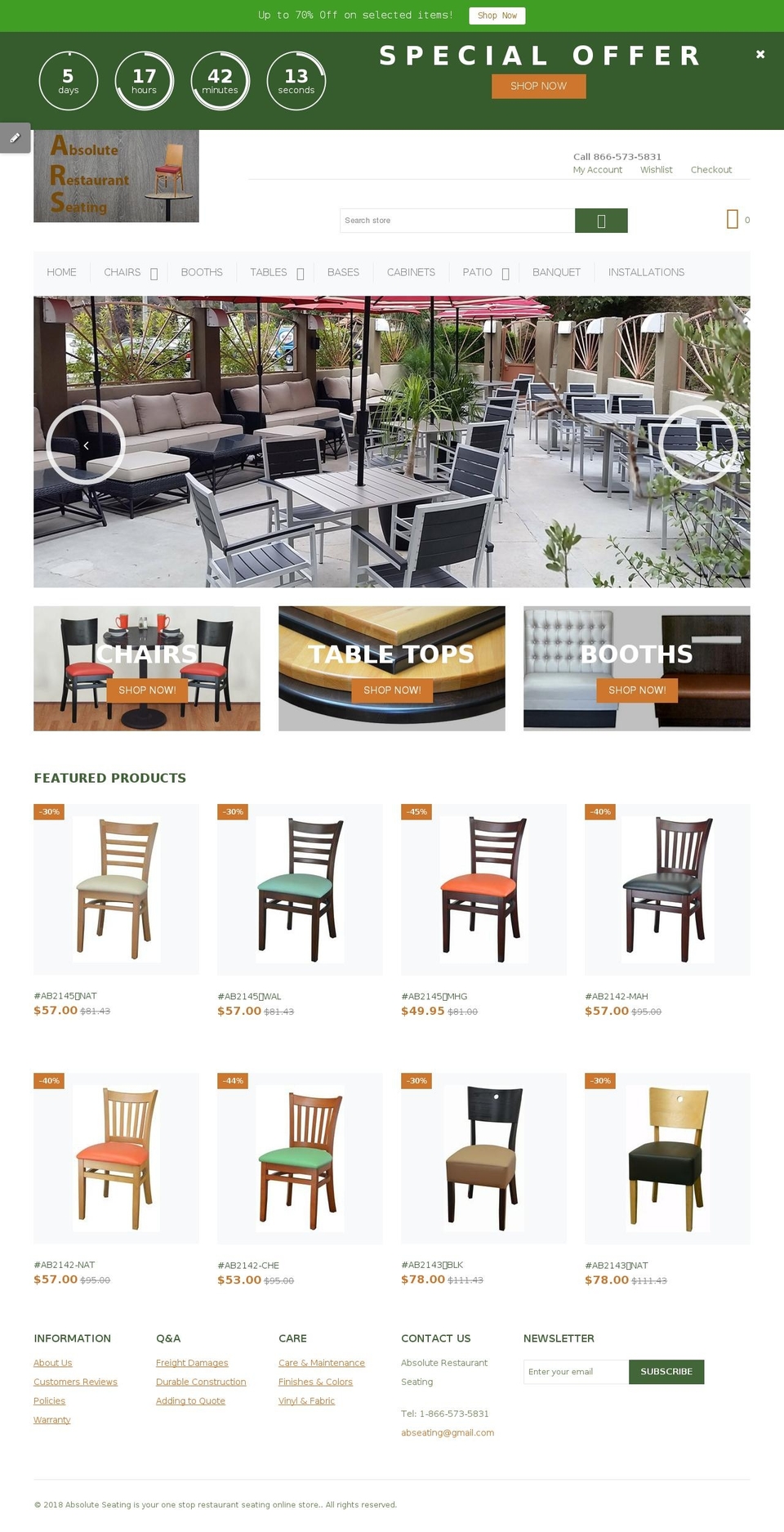 absolute-seating.com shopify website screenshot