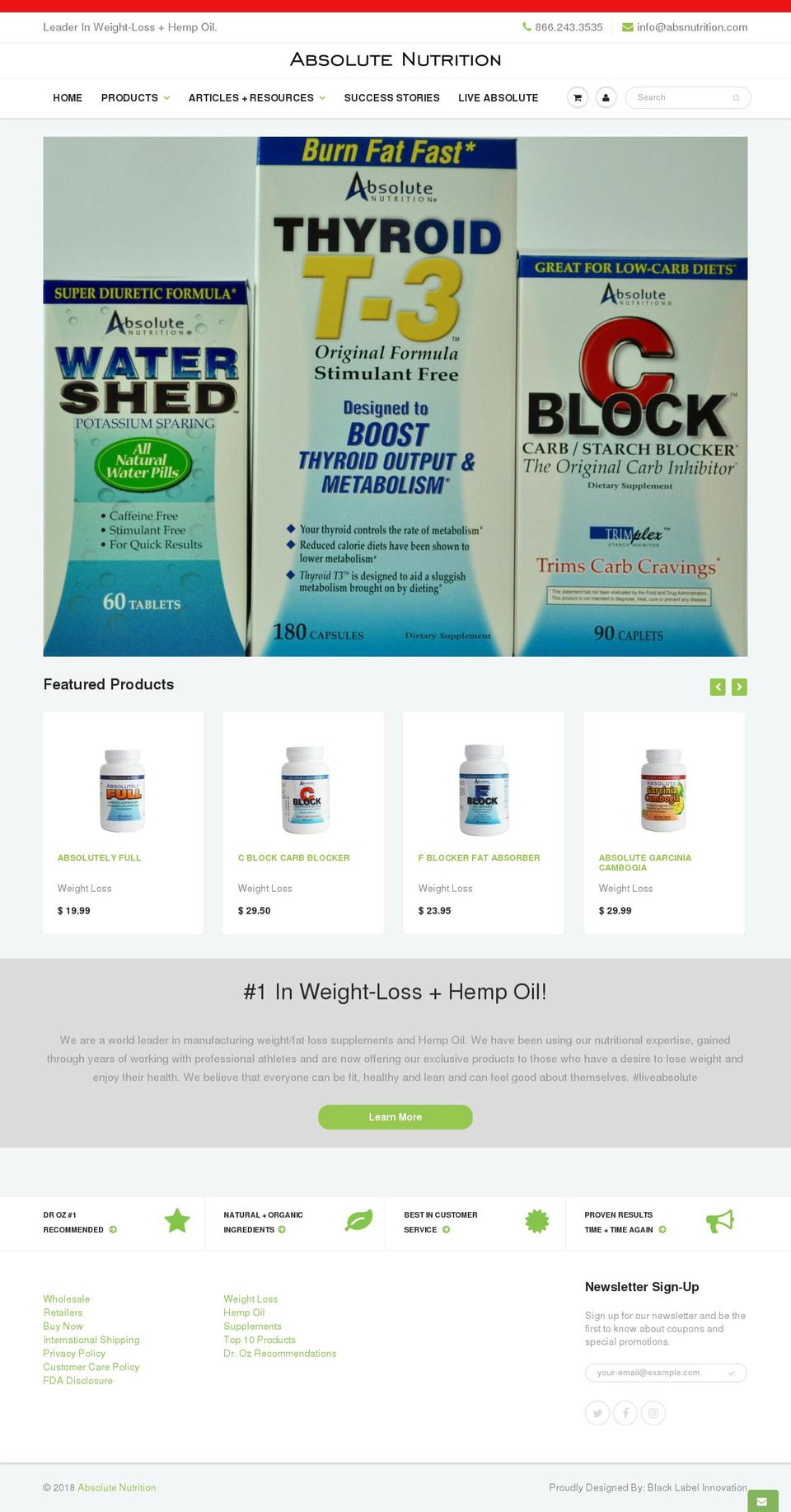 absolutecbdhempoil.com — Shopify storefront screenshot