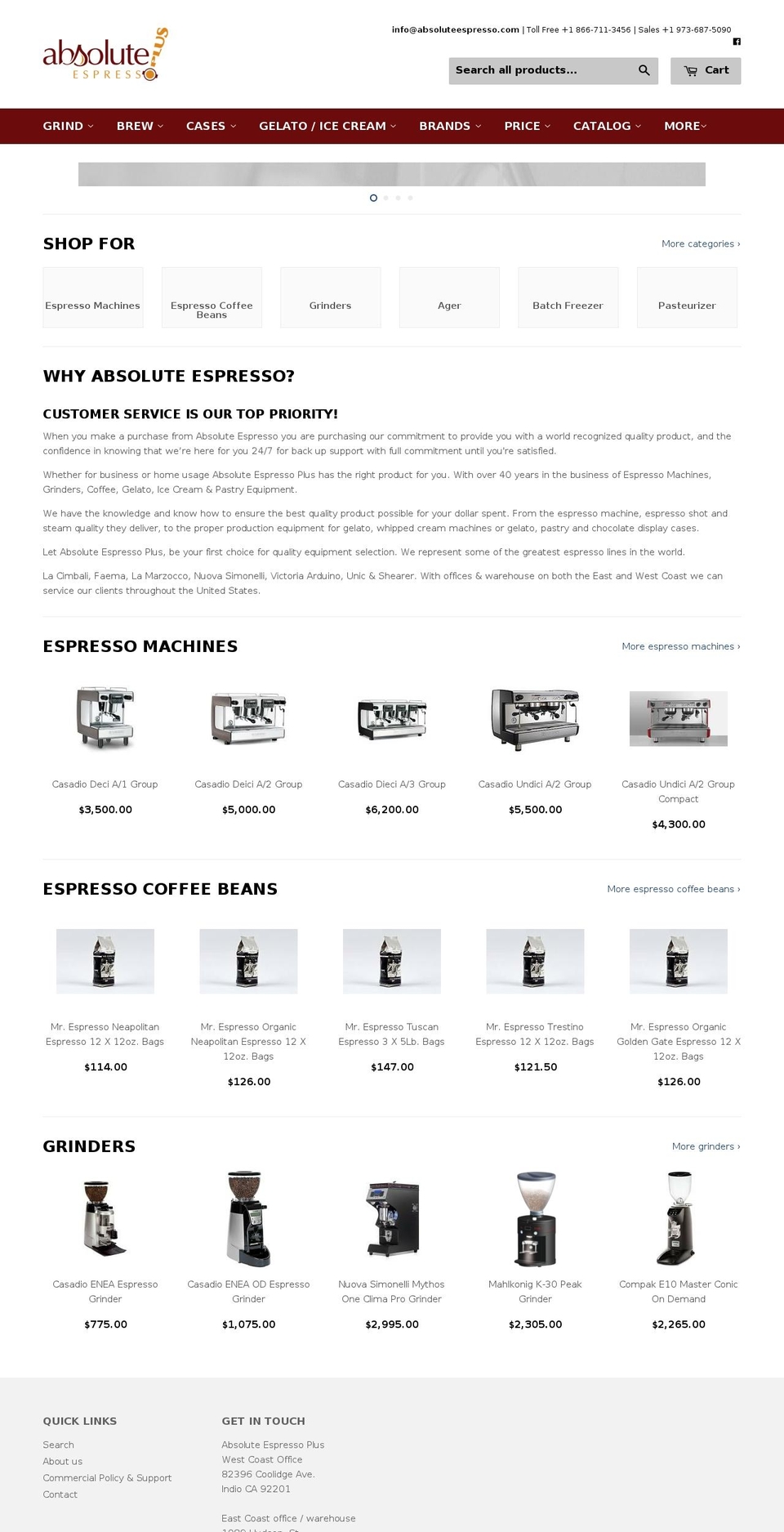 absoluteespresso.com shopify website screenshot