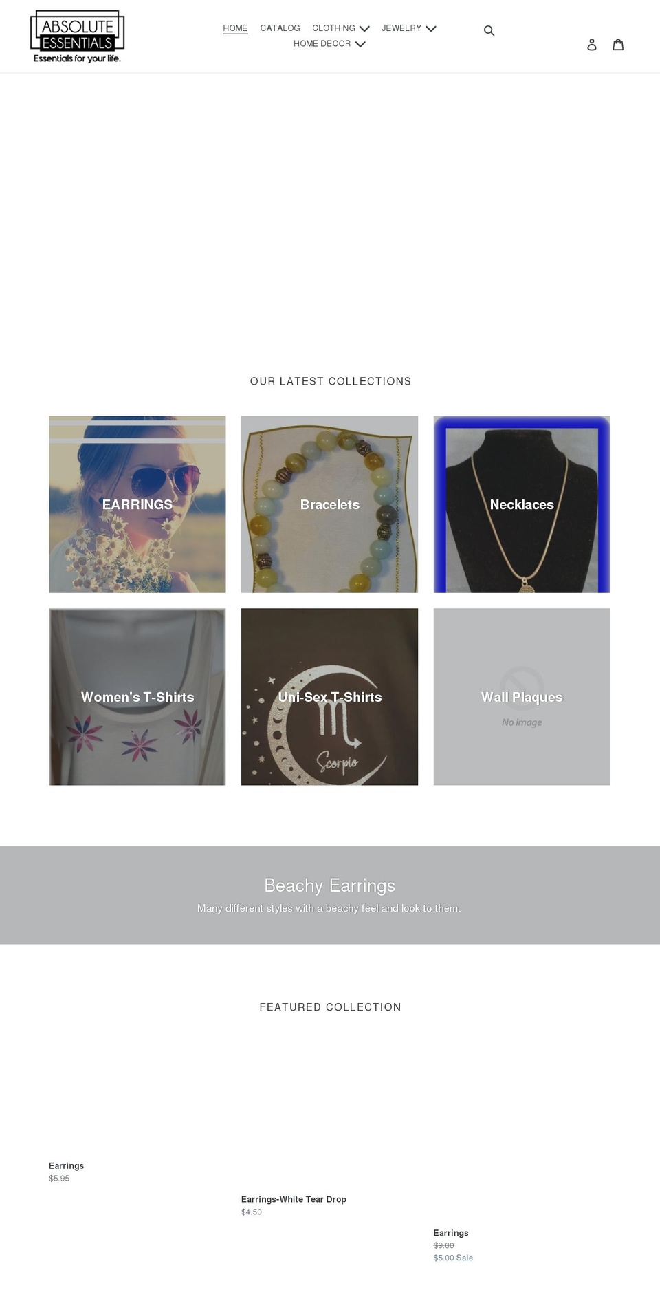absoluteessentialsllc.com shopify website screenshot