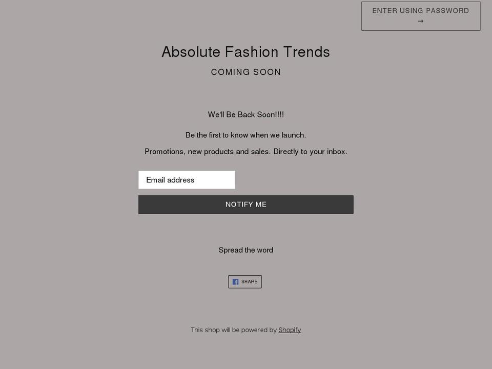 absolutefashionco.com shopify website screenshot