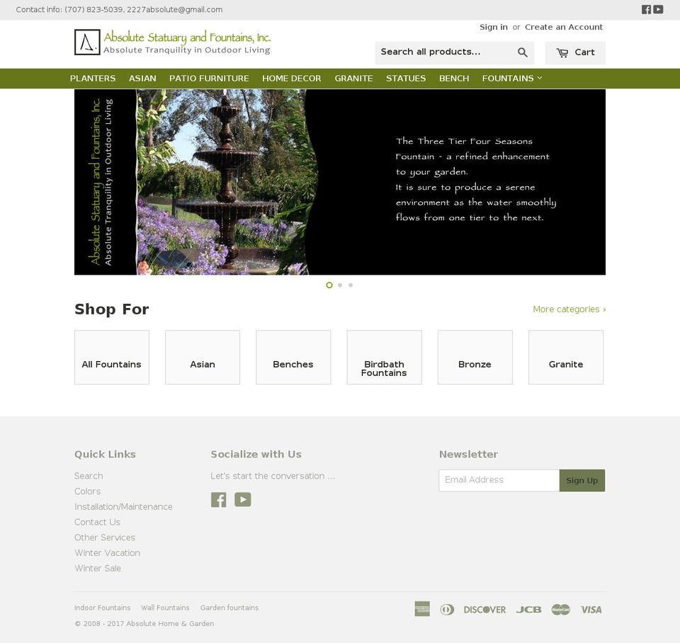 absolutehomeandgarden.com shopify website screenshot