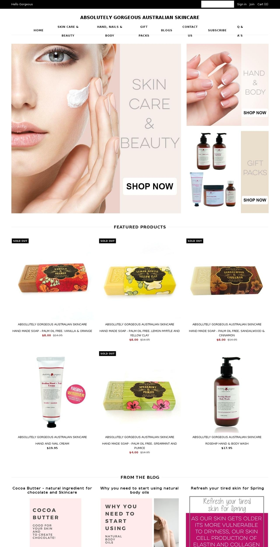 absolutelygorgeous.com.au shopify website screenshot