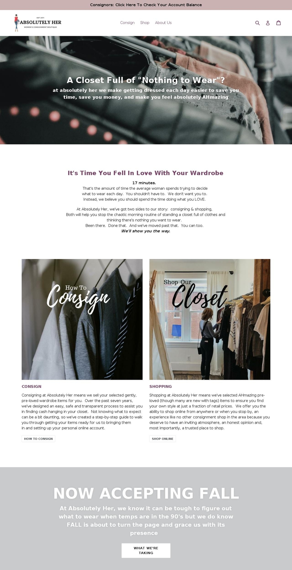 absolutelyher.com — Shopify storefront screenshot