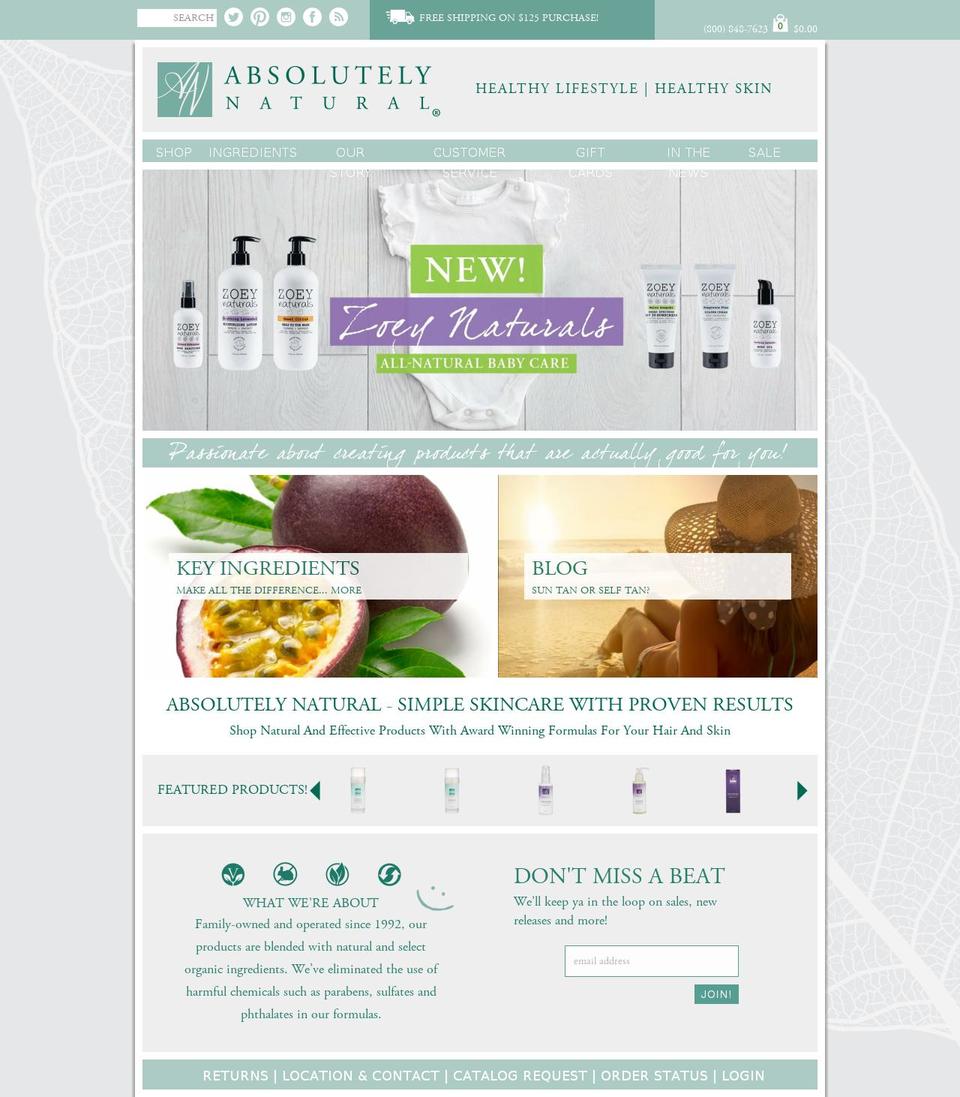 absolutelynatural.com — Shopify storefront screenshot