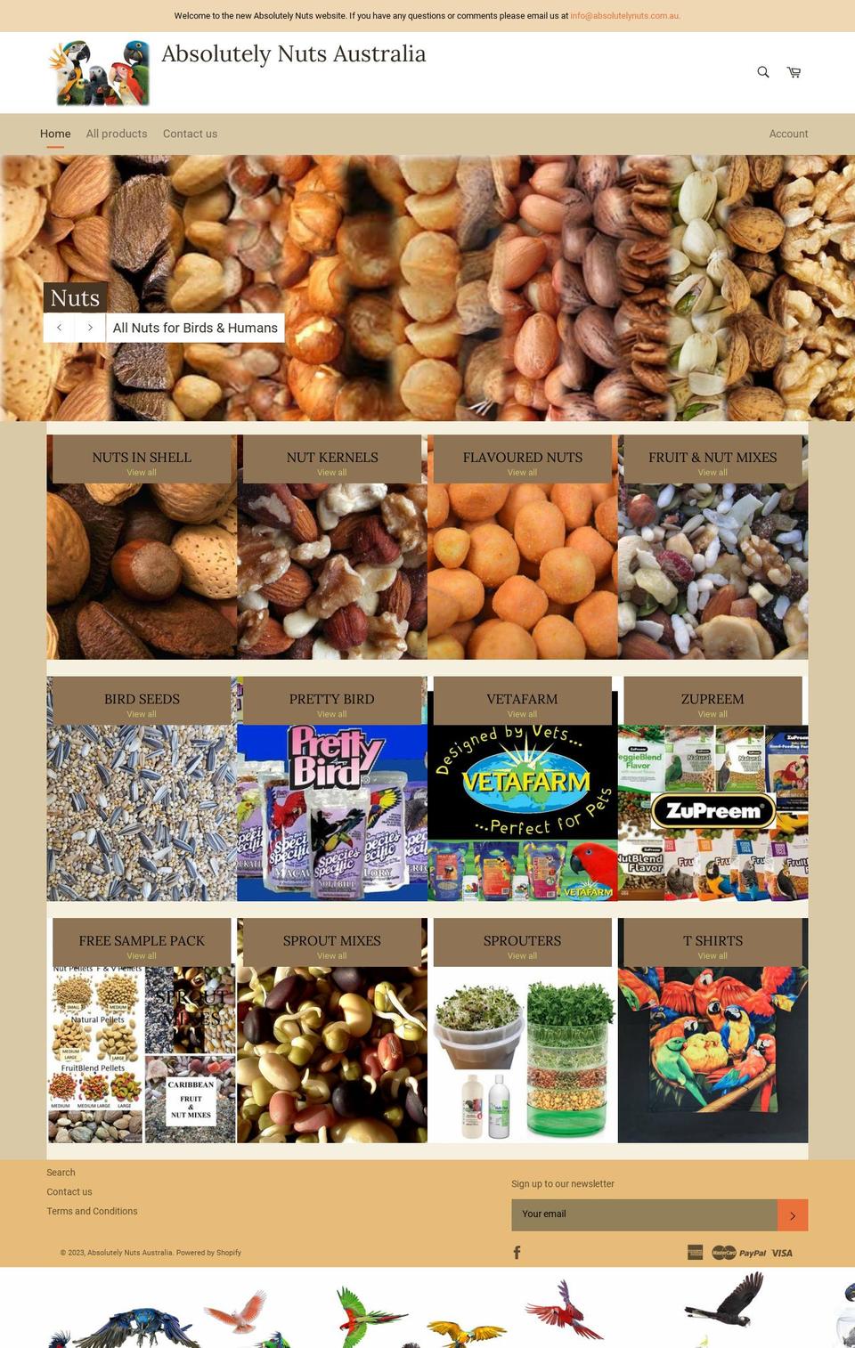 absolutelynuts.com.au shopify website screenshot
