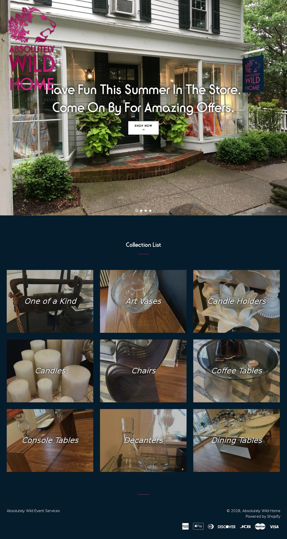 absolutelywildhome.com — Shopify storefront screenshot