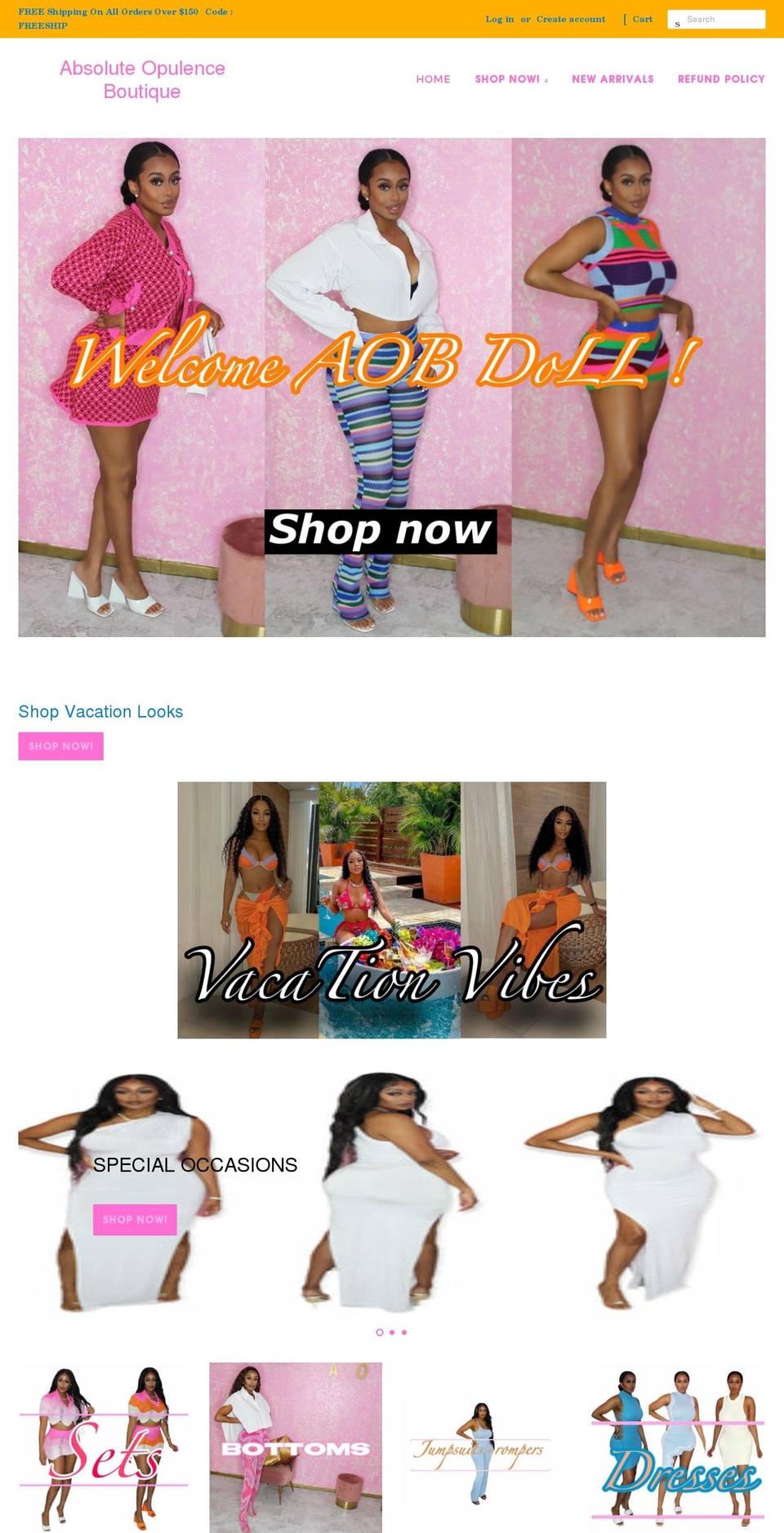 absoluteopulenceboutique.net shopify website screenshot