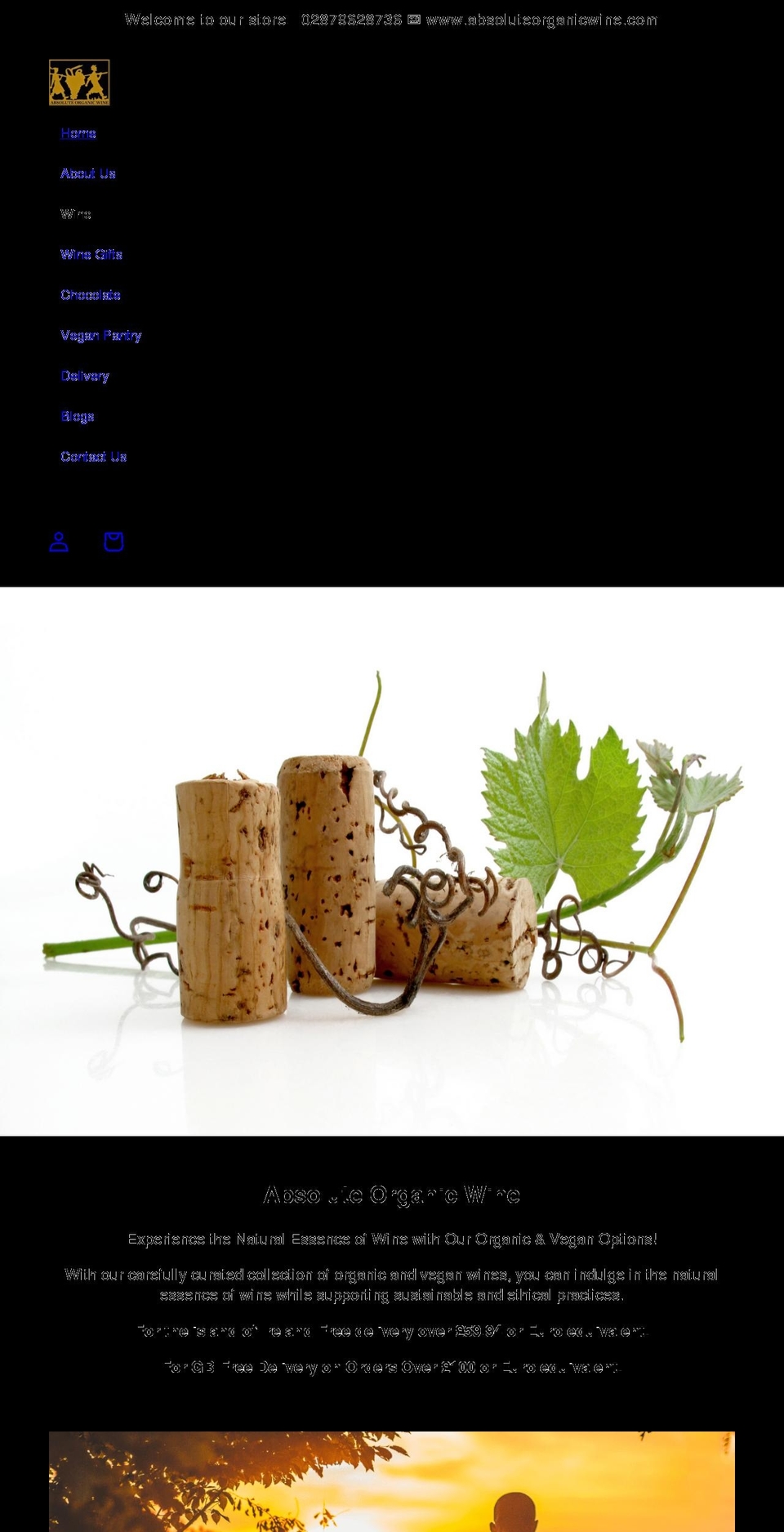 absoluteorganicwine.com shopify website screenshot