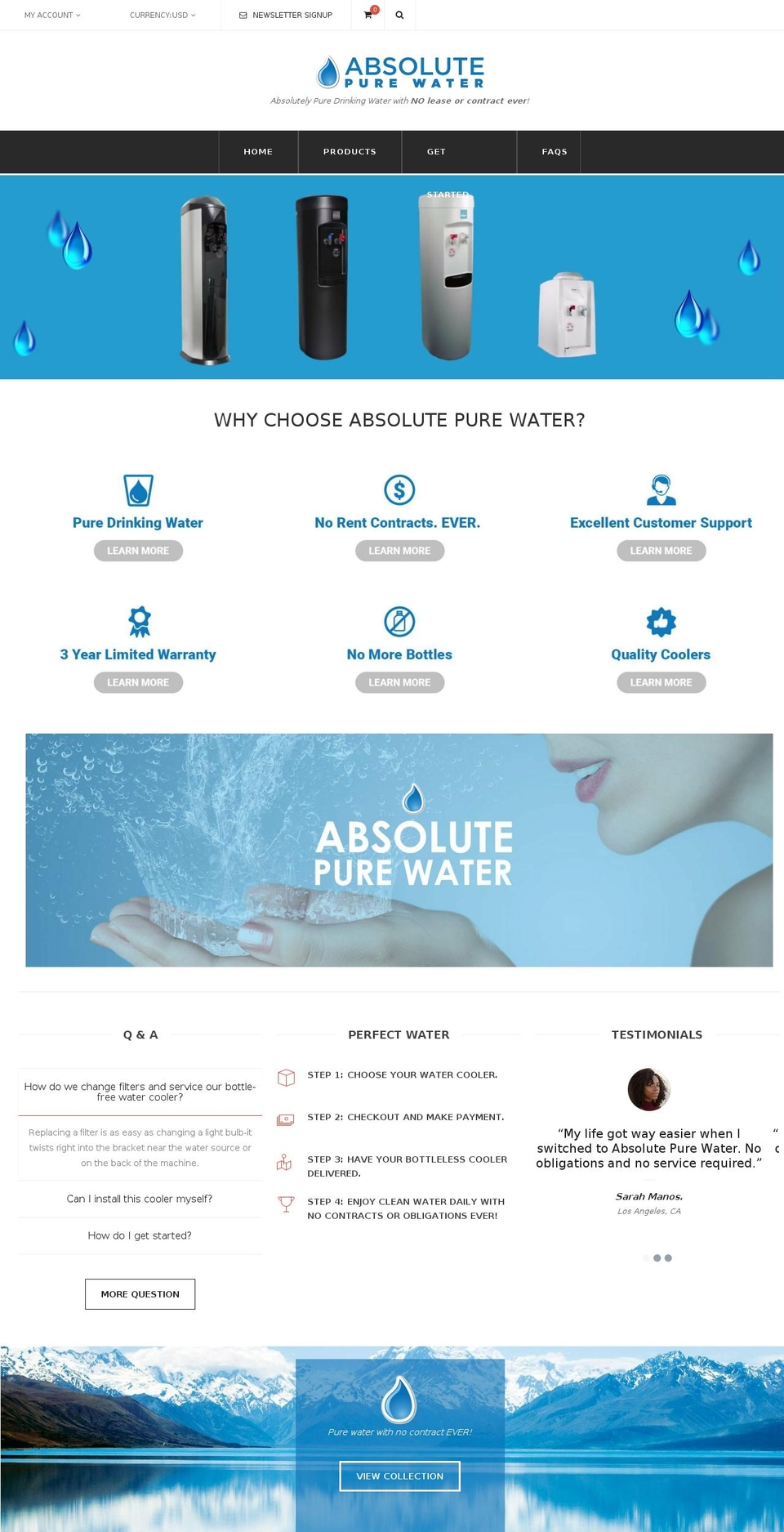 absolutepurewater.com shopify website screenshot
