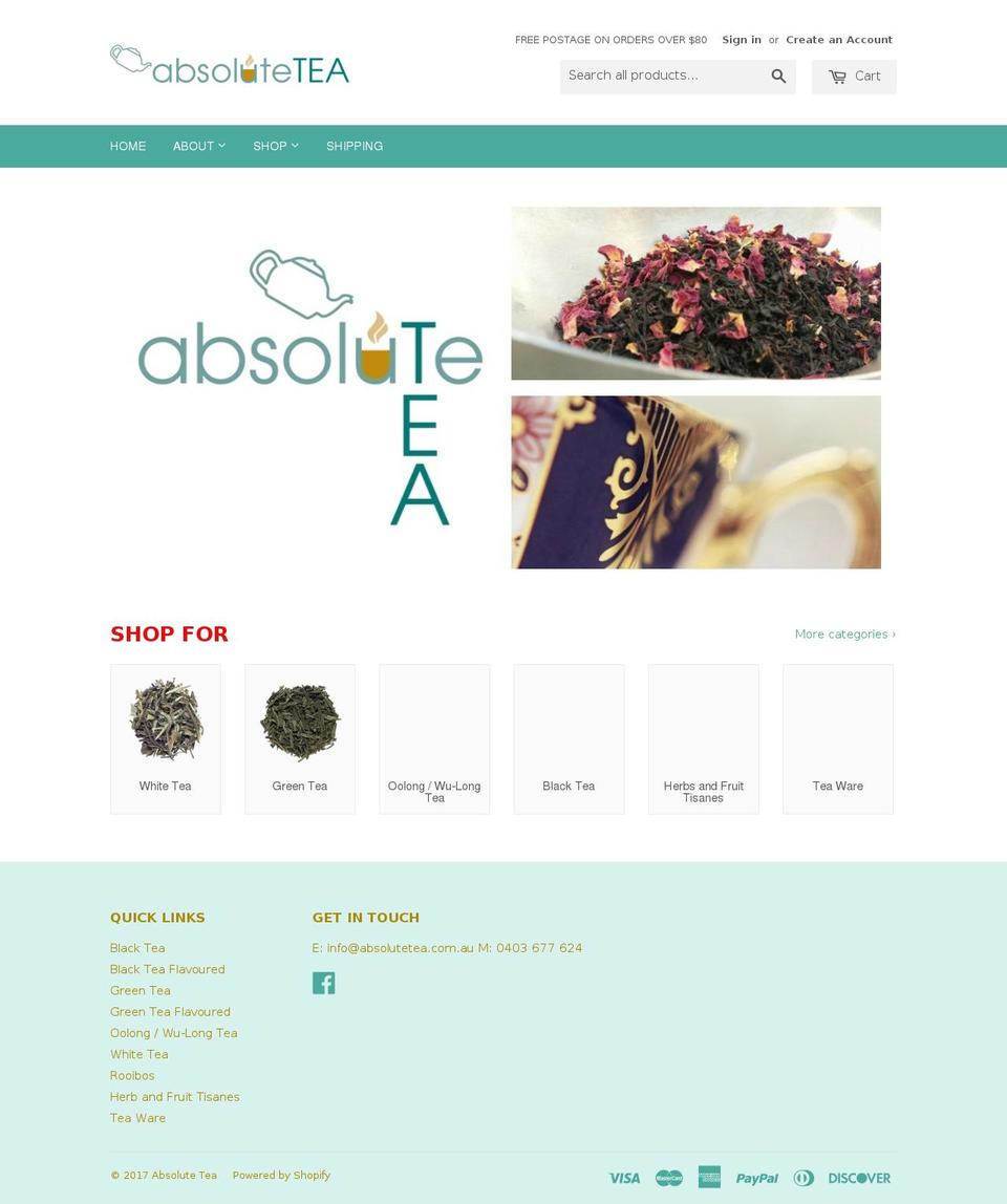 absolutetea.com.au shopify website screenshot