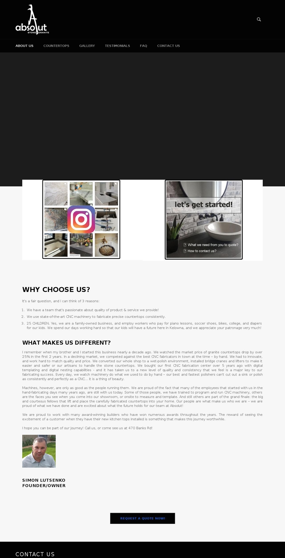 absolutgranite.com shopify website screenshot